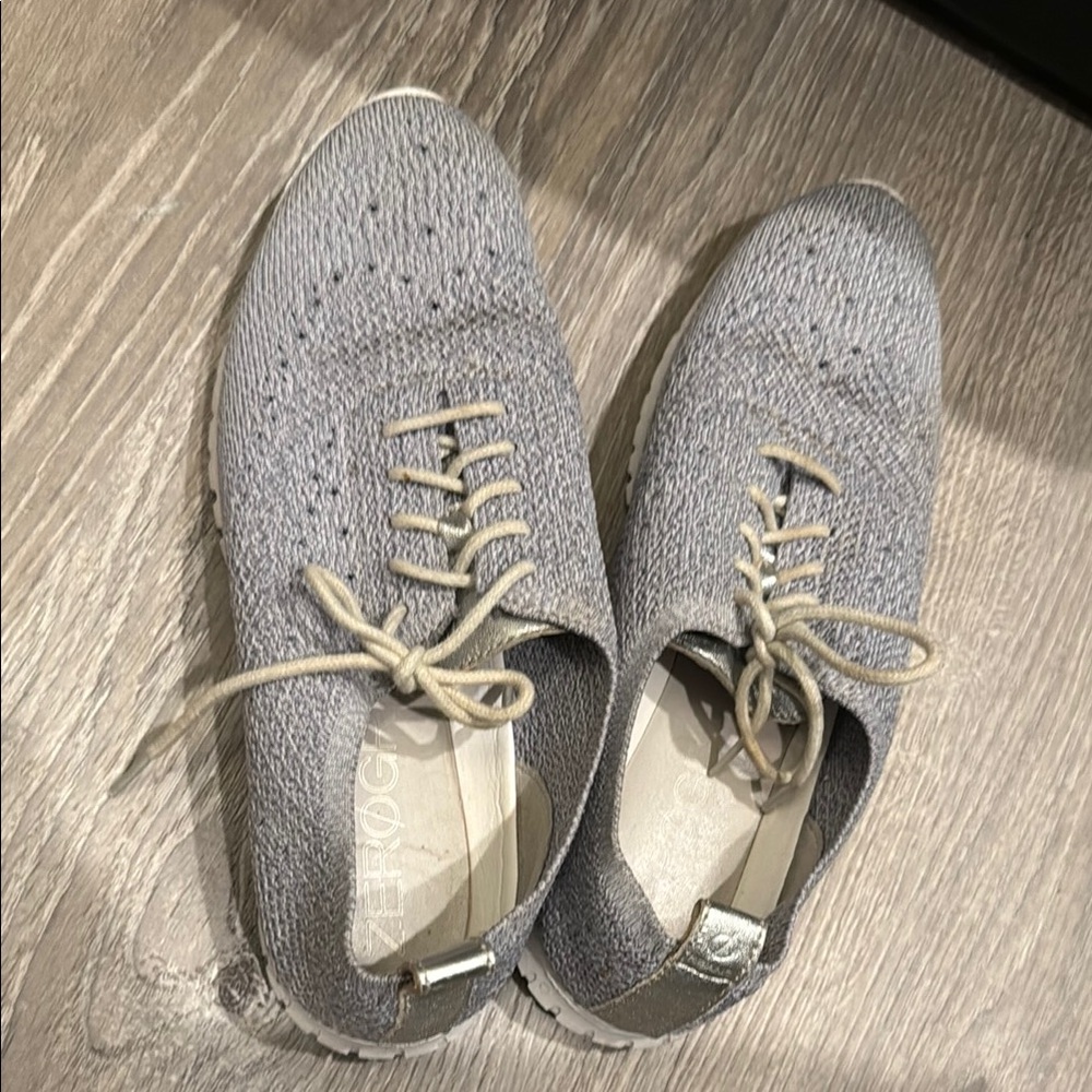 Cole Haan Zero Grand Gray Knit Lace-Up Sneakers